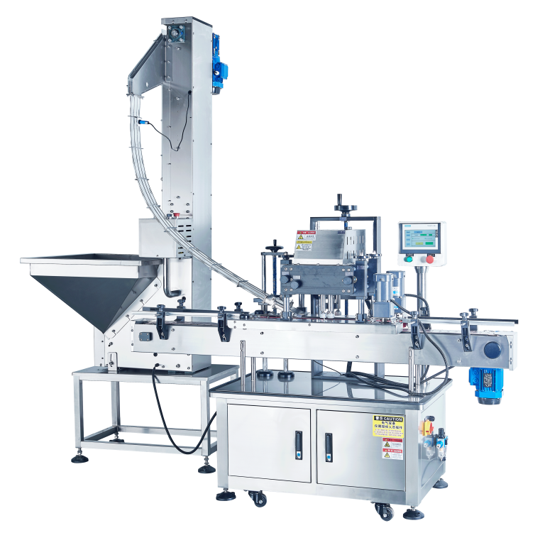 Automatic linear type 4 wheel capping machine for plastic beverage bottle