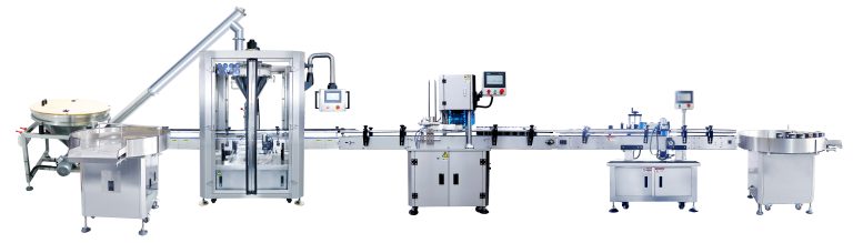 Automatic single head can milk powder, almond powder packaing line