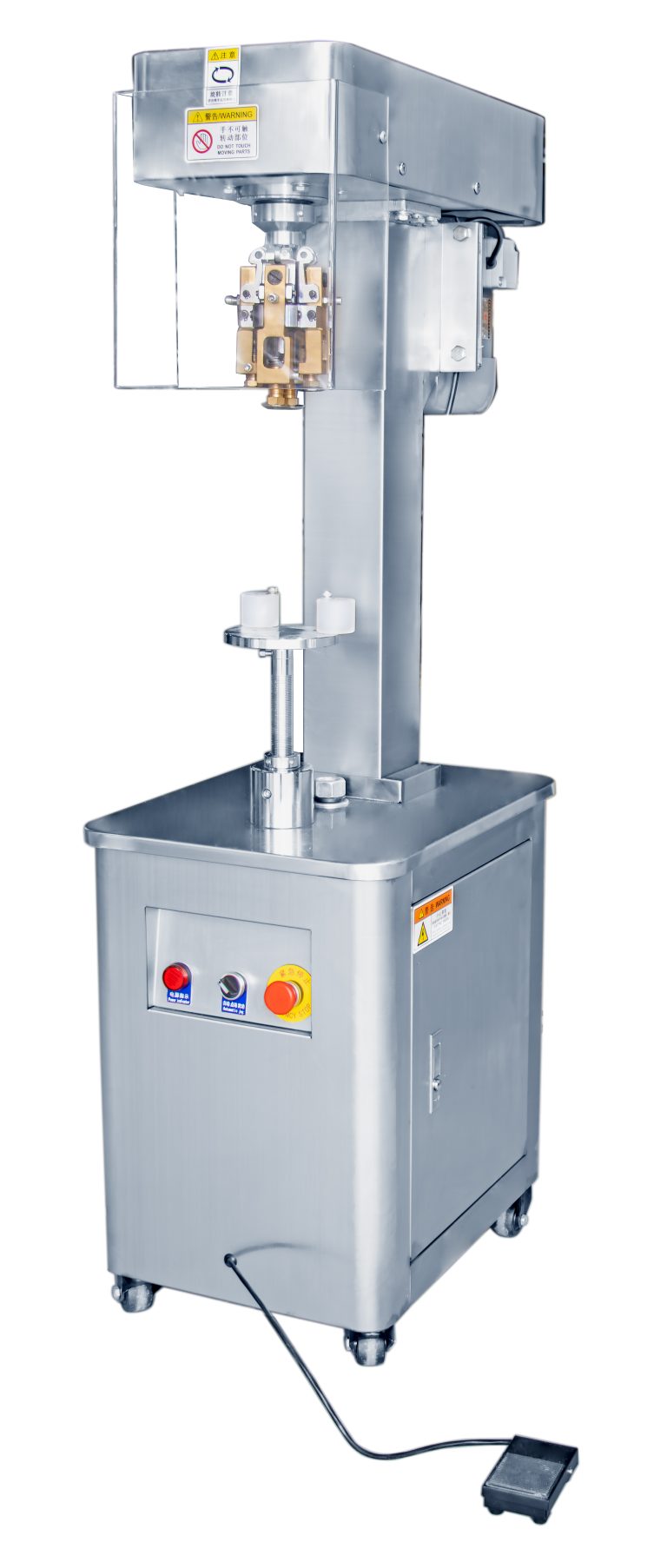 Semi-automatic crown capping machine for glass soda bottles